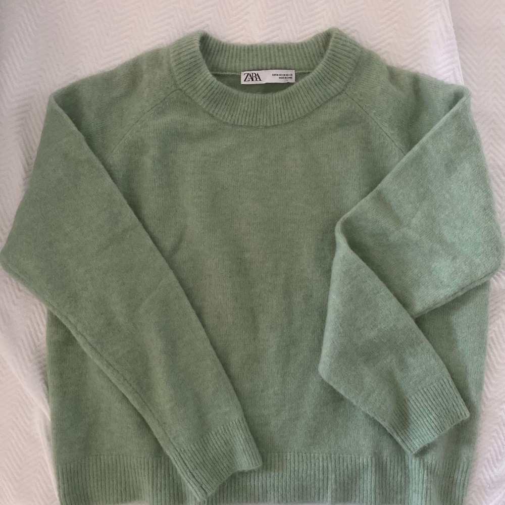 Zara Mint Green Crew Neck Sweater